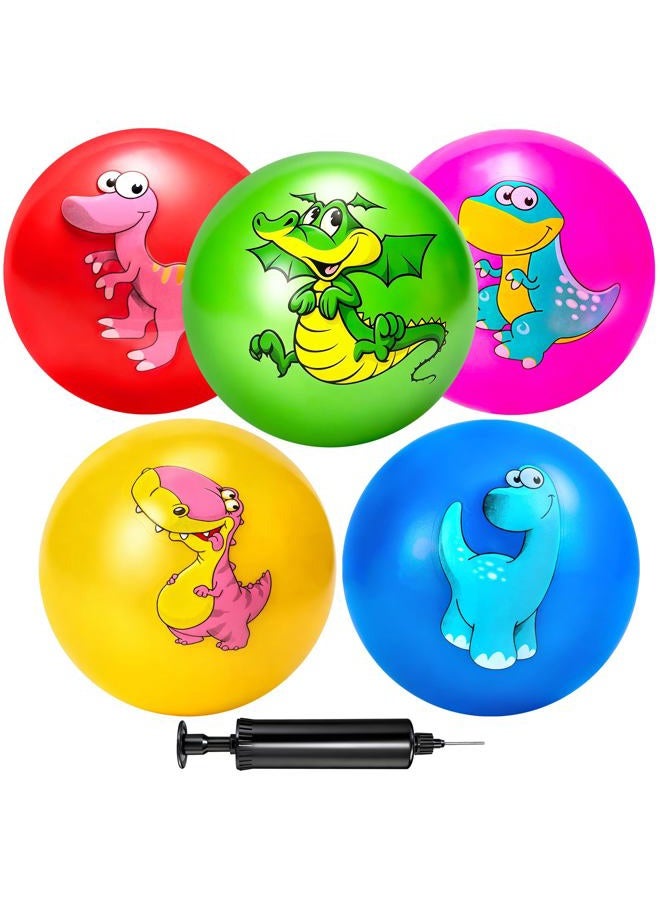 Hymaz Balls for Toddlers, 9" Inflatable Bouncy Balls for Kids Soft Sensory Balls with Dinosaurs Pattern and Pump for Indoor Outdoor Beach Playground Backyard Pool Games - Image 1