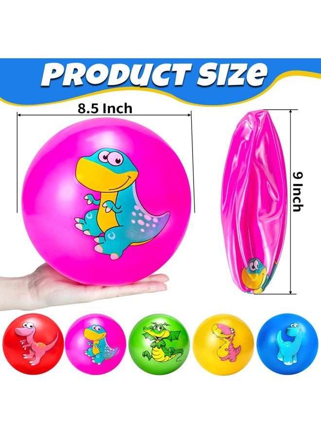 Hymaz Balls for Toddlers, 9" Inflatable Bouncy Balls for Kids Soft Sensory Balls with Dinosaurs Pattern and Pump for Indoor Outdoor Beach Playground Backyard Pool Games - Image 2