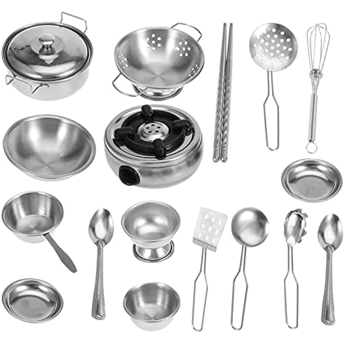 Cryfokt Kitchen Toy Boys and Girls, Durable Stainless Steel Kitchen Utensils Set for Kids (18 pieces) - Image 1