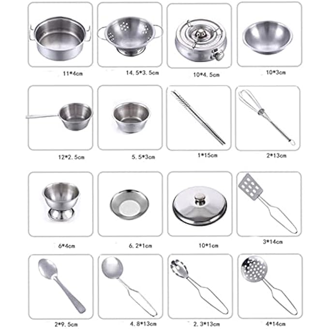 Cryfokt Kitchen Toy Boys and Girls, Durable Stainless Steel Kitchen Utensils Set for Kids (18 pieces) - Image 5