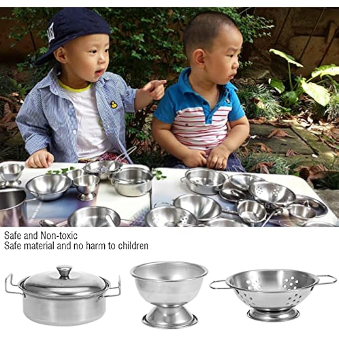 Cryfokt Kitchen Toy Boys and Girls, Durable Stainless Steel Kitchen Utensils Set for Kids (18 pieces) - Image 2