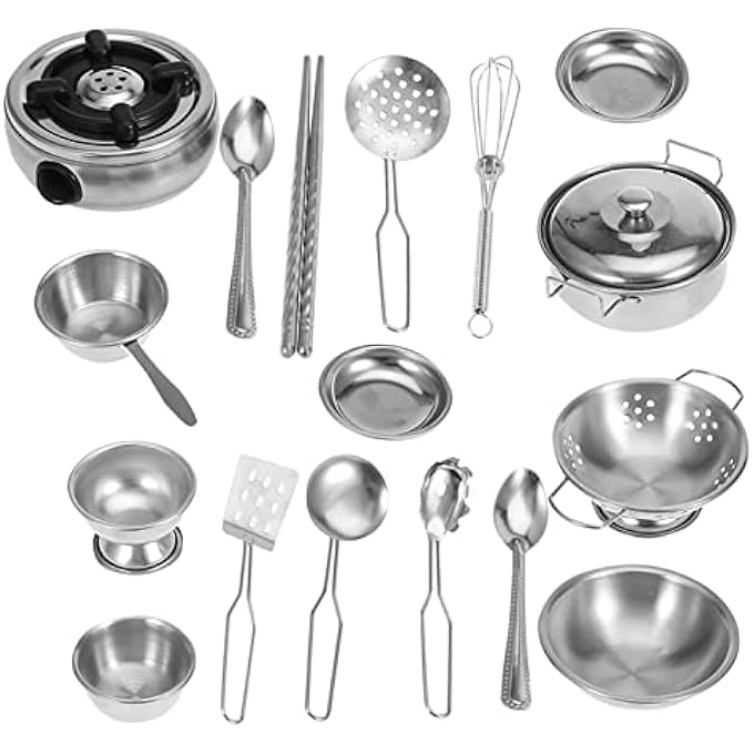 Cryfokt Kitchen Toy Boys and Girls, Durable Stainless Steel Kitchen Utensils Set for Kids (18 pieces) - Image 3