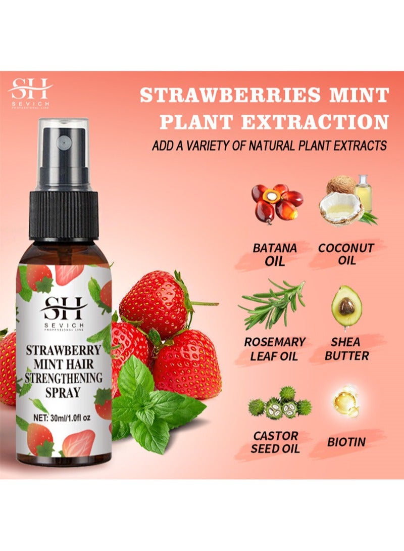 Sevich Strawberry Mint Hair Strengthening Spray，Nourishes Scalp Fast Hair Growth Serum，100% Pure Ingredients for Strong and Healthy Hair (30ml) - Image 3
