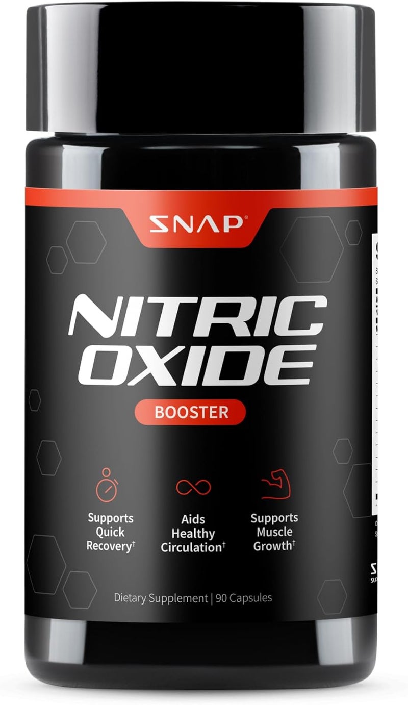 Snap Supplements Nitric Oxide Booster Supplement with L Arginine and L Citrulline Essential Amino Acids and Ginseng Root Energy Heart Health Muscle Growth  Circulation Support 90 Capsules - Image 1