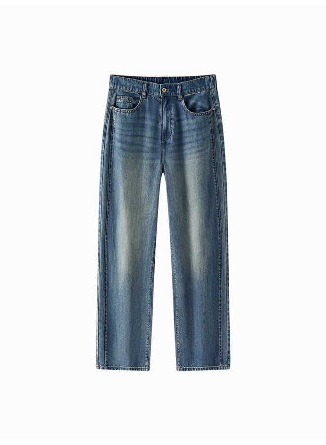 سيمير جينز واسع الساق بتفاصيل لون باهت للنساء - Image 1