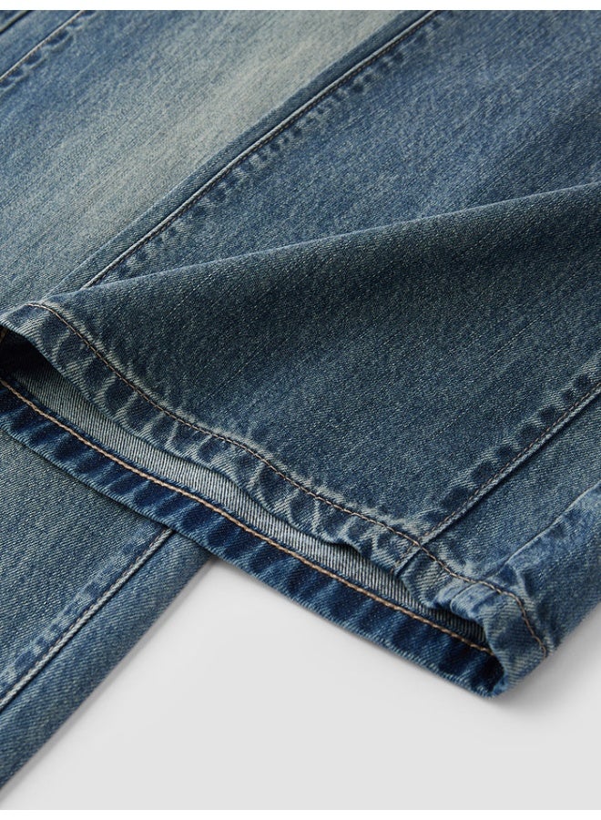 سيمير جينز واسع الساق بتفاصيل لون باهت للنساء - Image 5