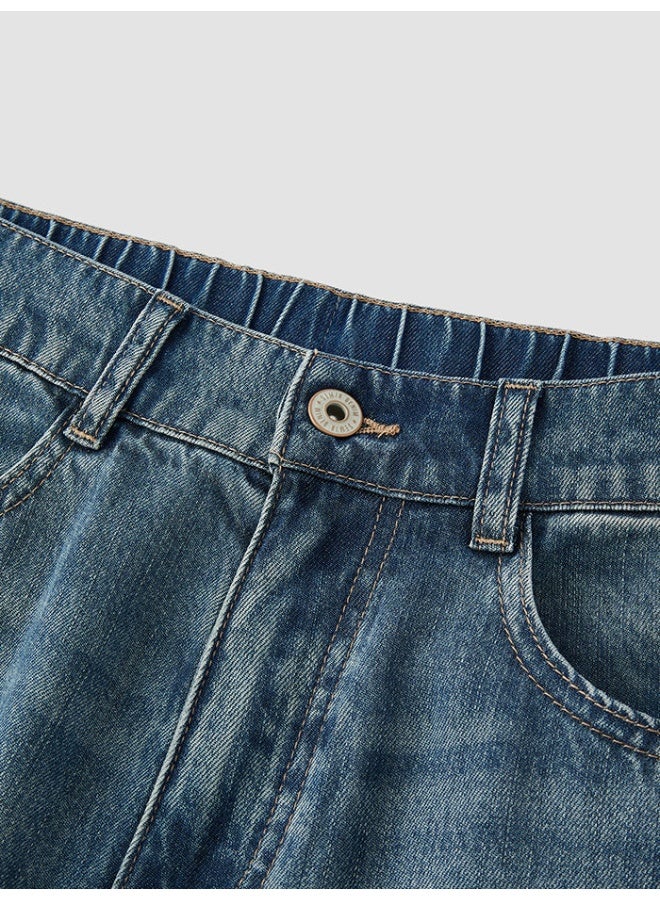 سيمير جينز واسع الساق بتفاصيل لون باهت للنساء - Image 3