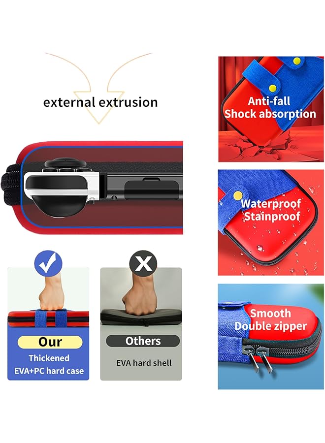 حقيبة حمل قابلة للطي لجهاز نينتندو سويتش، حقيبة تخزين محمولة سميكة صلبة مضادة للصدمات والسقوط مع 10 جيوب لتخزين بطاقات الألعاب لملحقات وألعاب نينتندو سويتش - Image 2