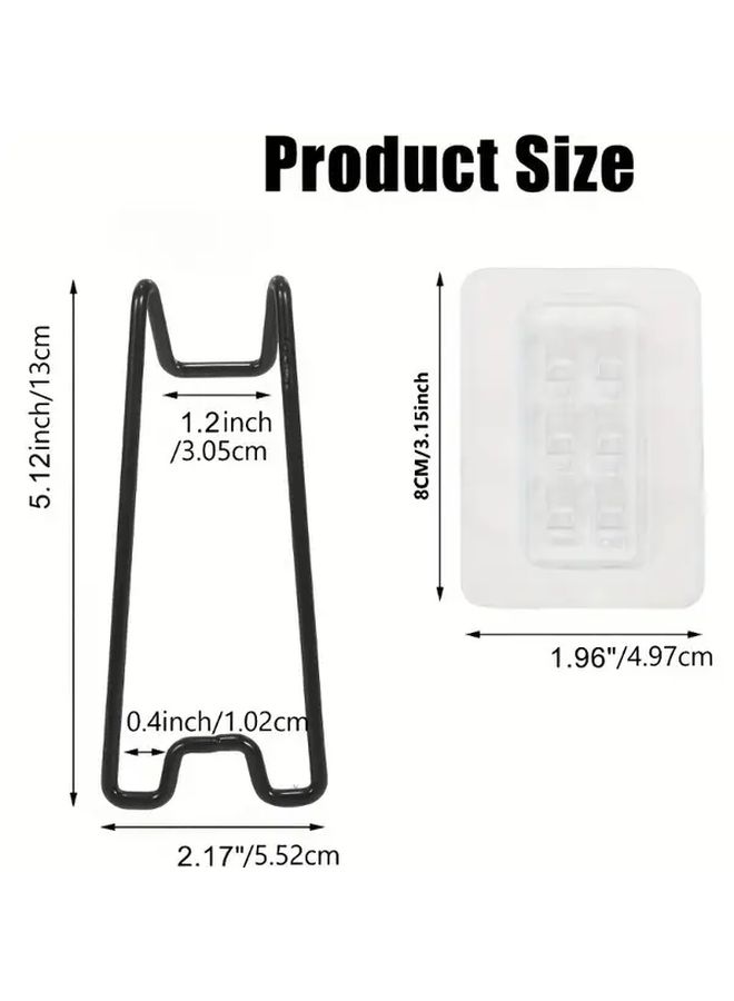 4pcs Black Stainless Steel Photo Frame Stand Self Adhesive Adjustable Home Decor - Image 4