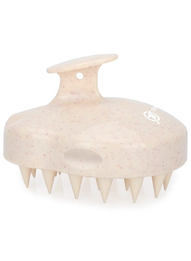 FReatech Hair Scalp Massager Shampoo Brush with Soft Silicone Bristles for Scalp Care and Hair Growth, Shower Head Scalp Scrubber Exfoliator for Dandruff, Upgraded Wheat Straw Handle, Beige - Image 1