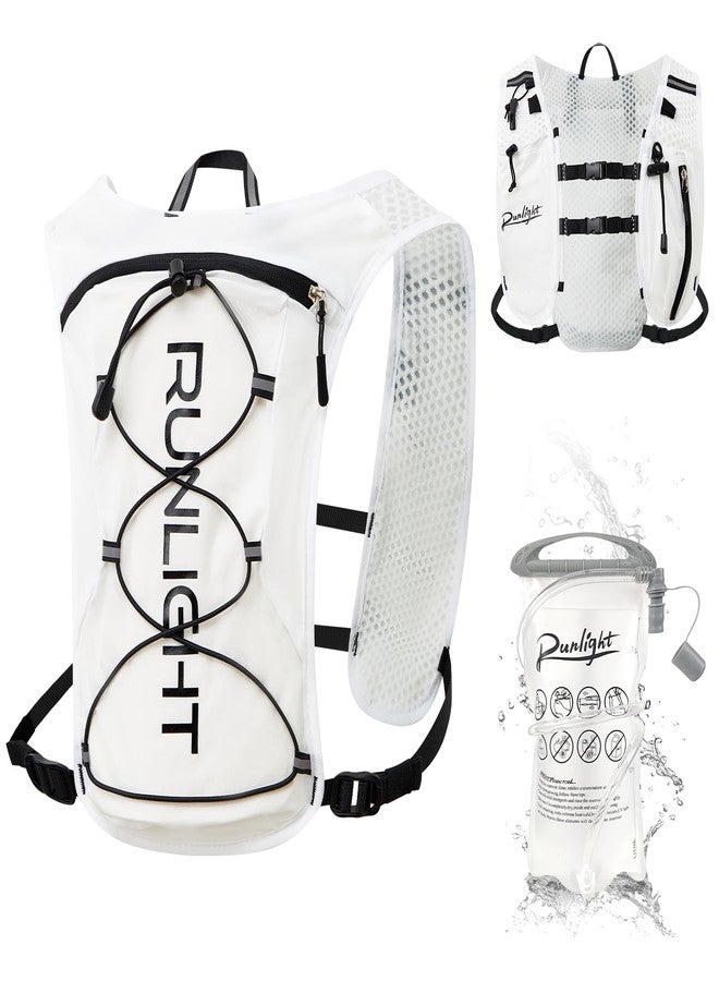 Runlight Running Vest for Women Men, Adjustable Hydration Backpack Breathable Reflective with 1.5L Water Bladder for Hiking, Trail, Running, Marathons, Cycling (White, One Size) - Image 1