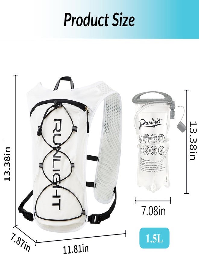 Runlight Running Vest for Women Men, Adjustable Hydration Backpack Breathable Reflective with 1.5L Water Bladder for Hiking, Trail, Running, Marathons, Cycling (White, One Size) - Image 2
