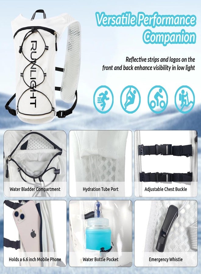 Runlight Running Vest for Women Men, Adjustable Hydration Backpack Breathable Reflective with 1.5L Water Bladder for Hiking, Trail, Running, Marathons, Cycling (White, One Size) - Image 4