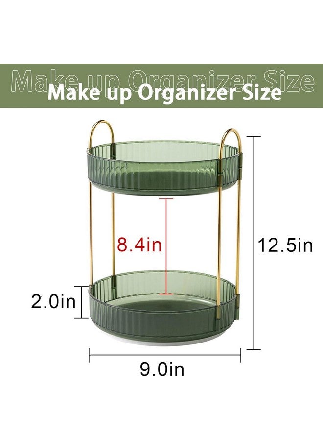 Dravina 2-Tier Makeup Organizer Storage Box |360° Rotating Vanity Tray for Cosmetics, Skincare Organizers, Stationery & Countertop Storage | Bathroom & Dressing Table Organizer, Ideal Gift for Women - Image 2