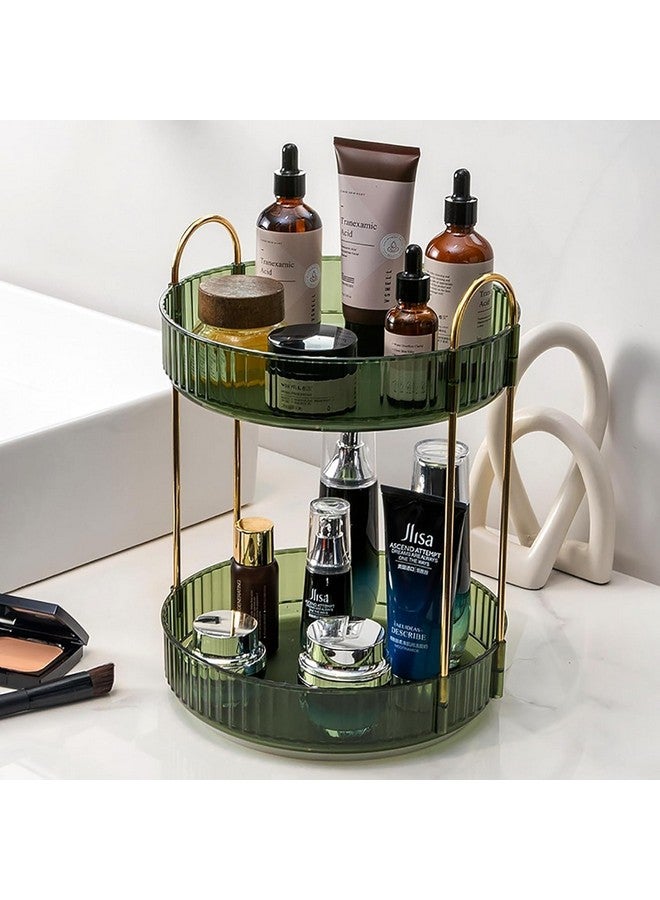 Dravina 2-Tier Makeup Organizer Storage Box |360° Rotating Vanity Tray for Cosmetics, Skincare Organizers, Stationery & Countertop Storage | Bathroom & Dressing Table Organizer, Ideal Gift for Women - Image 1
