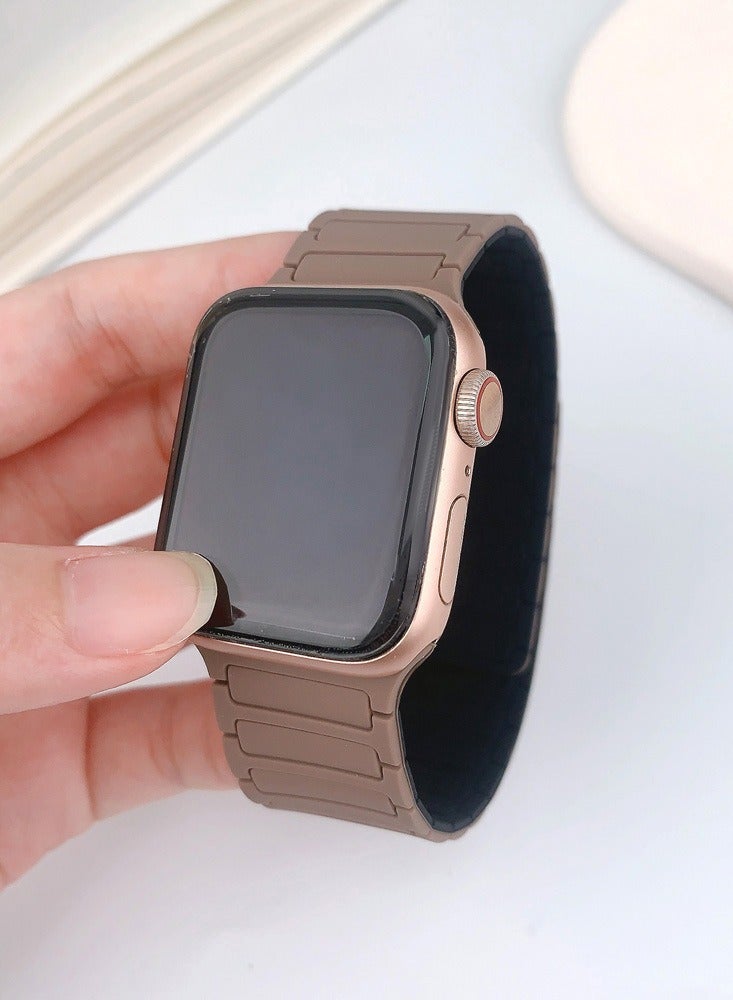 Magnetic Silicone Band for Apple Watch Ultra Ultra2/ 9 8 7 6 5 4 3 2 1 SE,Soft Silicone Waterproof Strap Wristbands Compatible with iWatch Apple Watch Series Ultra 49mm 45mm 44mm 42mm Women Men - Image 2