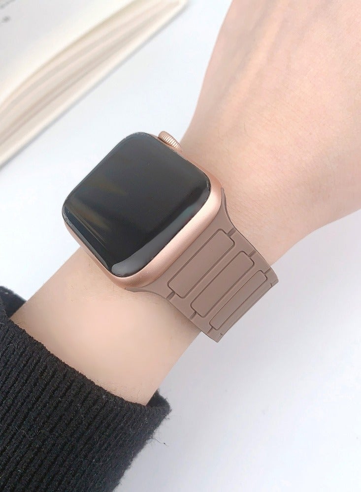 Magnetic Silicone Band for Apple Watch Ultra Ultra2/ 9 8 7 6 5 4 3 2 1 SE,Soft Silicone Waterproof Strap Wristbands Compatible with iWatch Apple Watch Series Ultra 49mm 45mm 44mm 42mm Women Men - Image 3