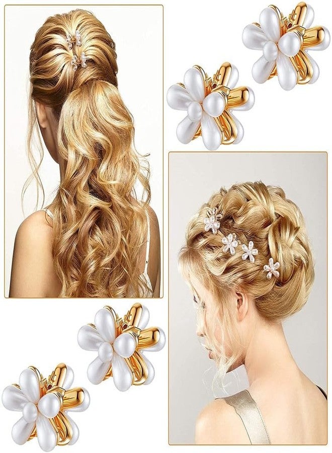 Glamyou Korean Style Small Pearl Mini Hair Claw Clips with Flower Design, Sweet Artificial Decorative Hair Accessories for Women's Girls Pack of 5 Pcs A5 - Image 2