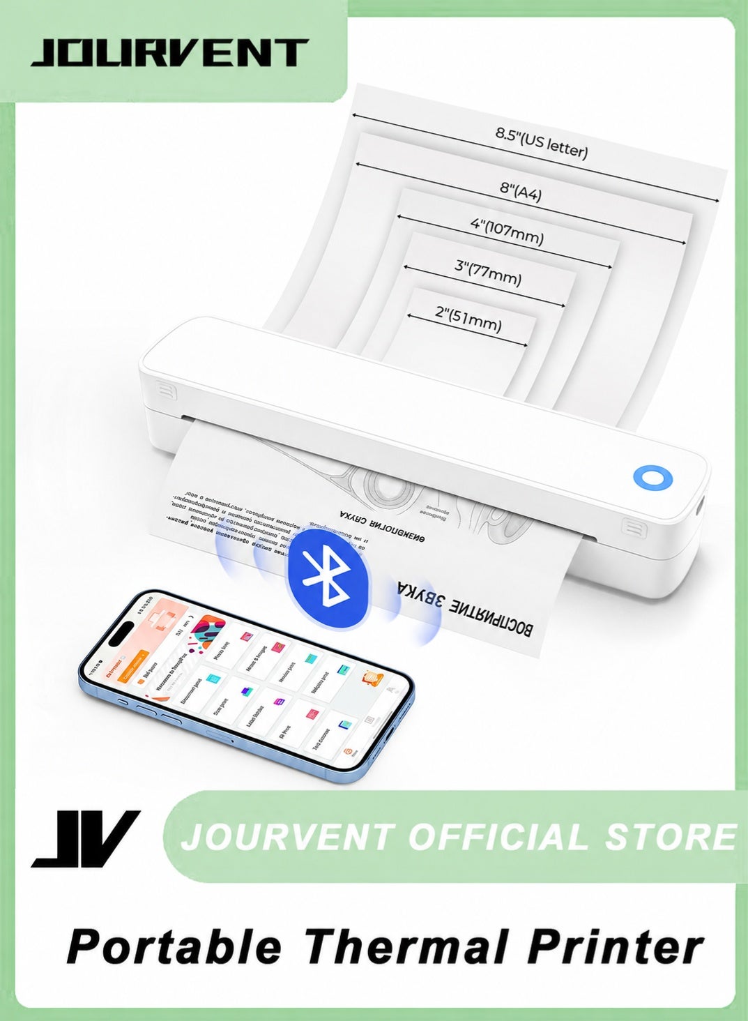 Jourvent Jourvent bt+usb-c Portable Thermal Printer A4