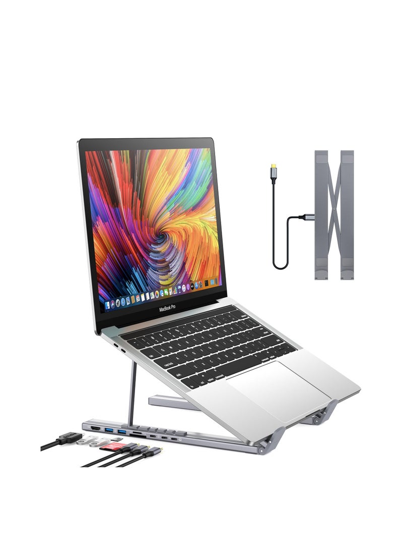 SYOSI - Laptop Docking Station Stand, USB C Dock Tablet Stand, 7 in 1 USB C Hub with 4K HDMI, 2 USB 3.1, PD 100W, Universal Docking Station for MacBook Pro/Air/Dell/HP/Surface/Lenovo, Plug and Play - Image 1