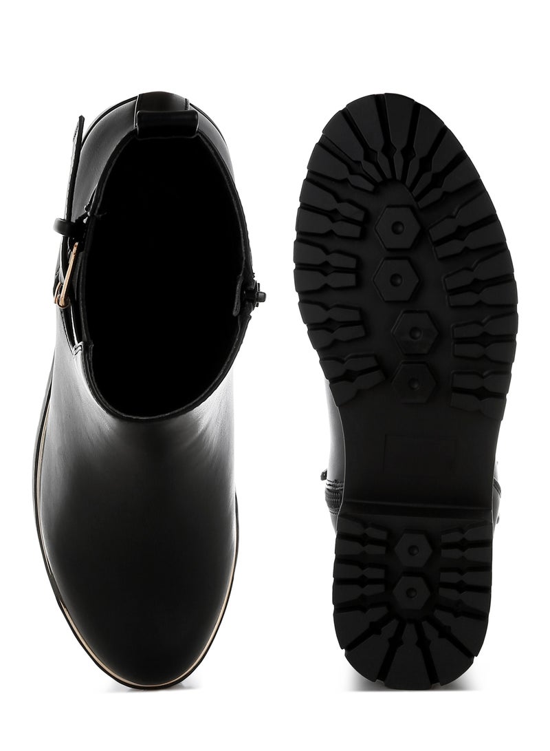 لندن راج أحذية الكاحل النسائية من لندن راغ باللون الأسود، مزينة بإبزيم سميك - Image 4