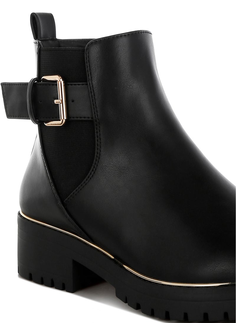 لندن راج أحذية الكاحل النسائية من لندن راغ باللون الأسود، مزينة بإبزيم سميك - Image 5