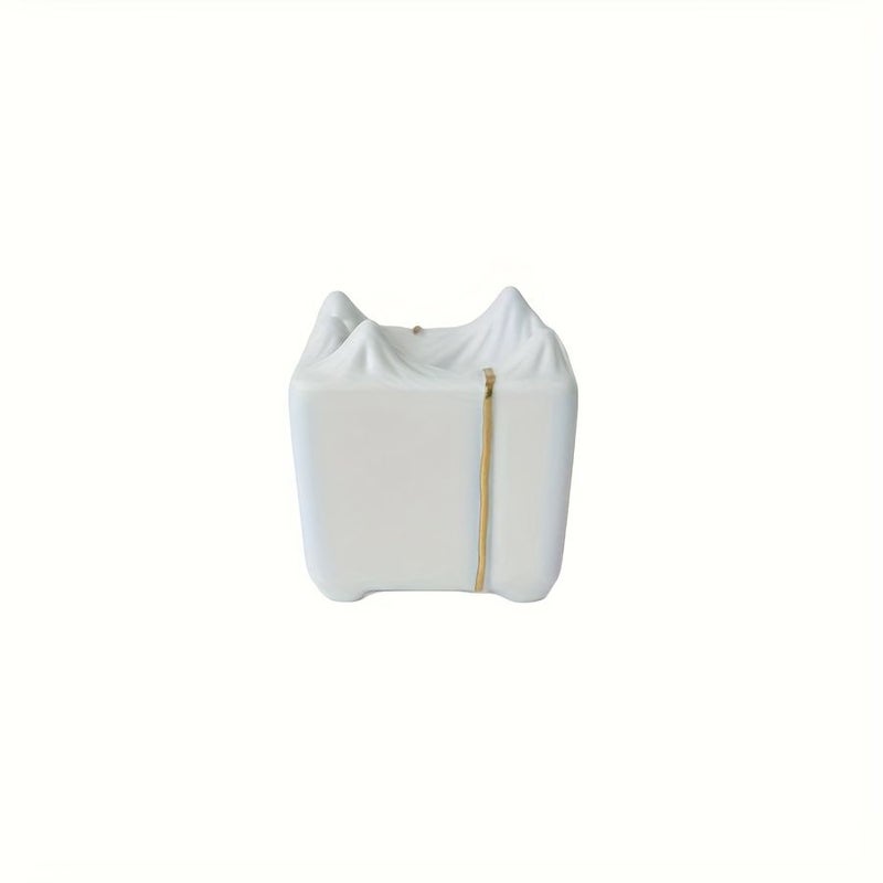 White Ceramic Incense Holder Mountain Range Candle Lamp Golden Tracing - Image 5