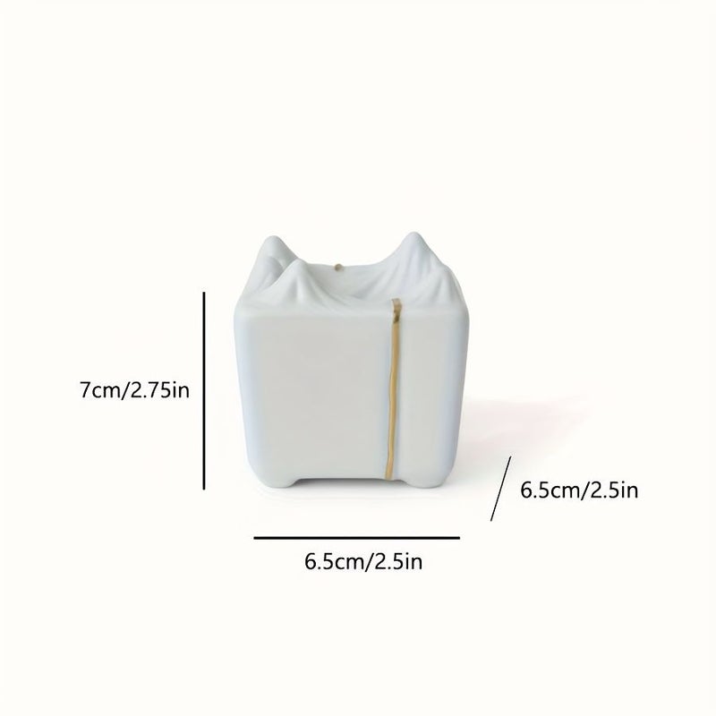 White Ceramic Incense Holder Mountain Range Candle Lamp Golden Tracing - Image 3