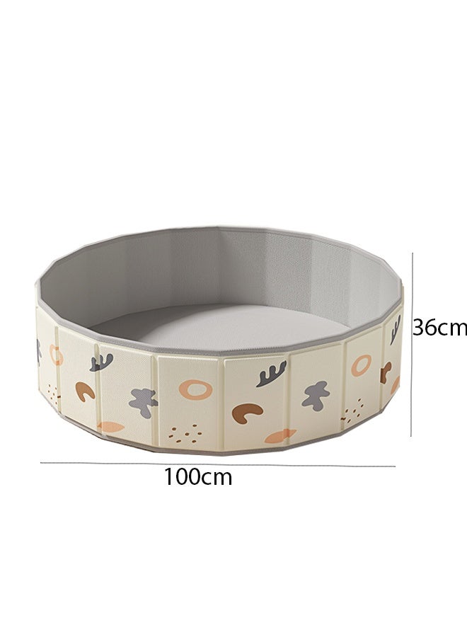 Berma Baby Children's Toy Sand Pool Toddler Foldable Portable Sand Pool Double-layer Oxford Cloth Ball Pool Round Children's Ball Pool Indoor and Outdoor Games Game Activity Center Suitable for Boys and Girls (Beige-Single Sand Pool) - Image 2