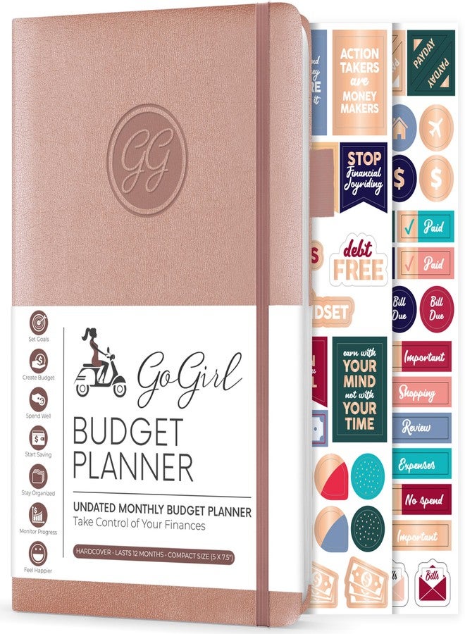 GoGirl Budget Planner - Monthly Financial Planner Organizer Budget Book. Expense Tracker Notebook Journal to Control Money, Compact (Rose Gold) - Image 1
