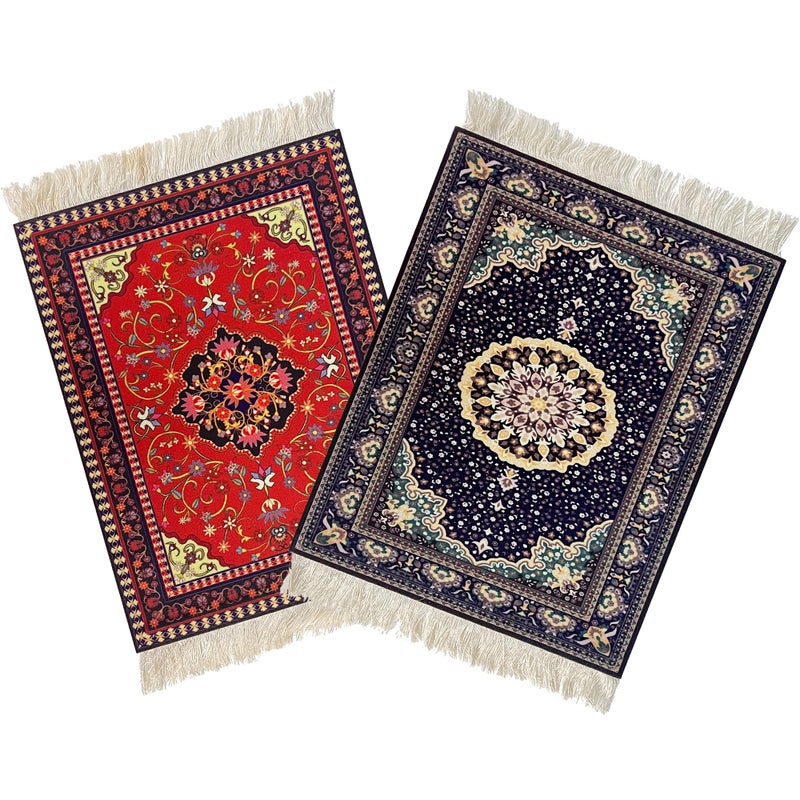 kotoyas Rug Mouse Pad, 2 Pack Woven Rug Bohemian Style Carpet Mouse Pad for Table DÃ©cor - Image 1