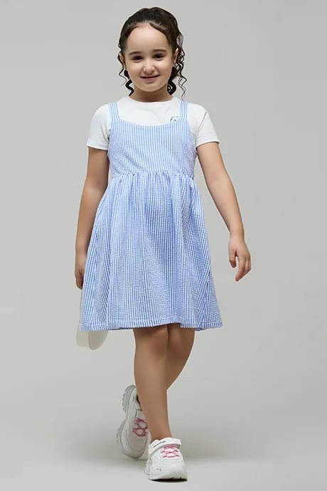 R&B Solid T-Shirt and Striped Pinafore Set