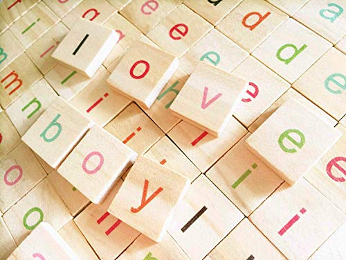 Abbaoww 100 Pcs Colored Scrabble Tiles Wood Letter Tiles Alphabet Scrabbles Crafts Lowercase Letter for DIY Crafts Wall Decoration - Image 1