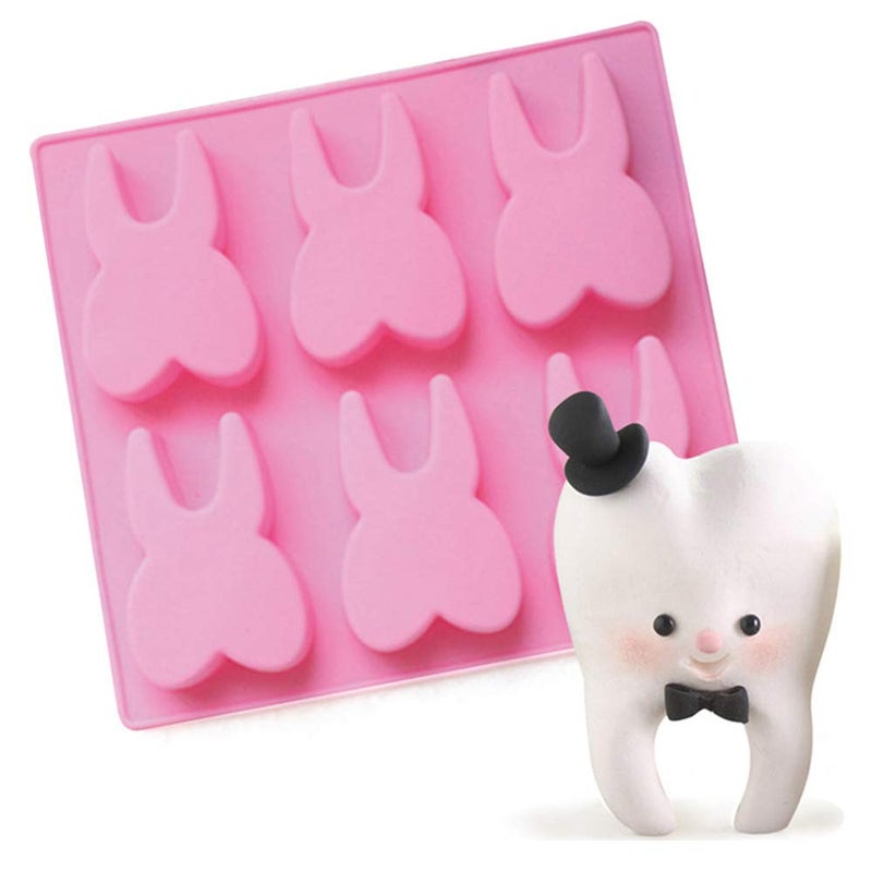 Tooth Silicone Mold Funny Teeth Shape Novelty Ice Cube Tray Chocolate Candy Dessert Jello Mold Soap Making Mold Cake Baking Pan Perfect Gag or White Elephant Gift for Dentists