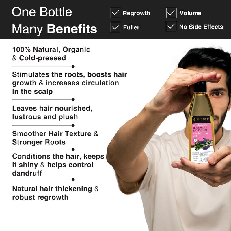 Soulflower Castor Rosemary Oil for Hair Growth, Hairfall Control, Strengthening Treatment, Volumizing For Dry, Damaged, Curly Hair, Enhance Thickness - 100% Pure, Organically Certified, 6.77 fl oz - Image 3