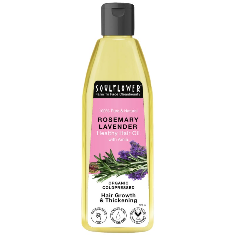 Soulflower Castor Rosemary Oil for Hair Growth, Hairfall Control, Strengthening Treatment, Volumizing For Dry, Damaged, Curly Hair, Enhance Thickness - 100% Pure, Organically Certified, 6.77 fl oz - Image 1