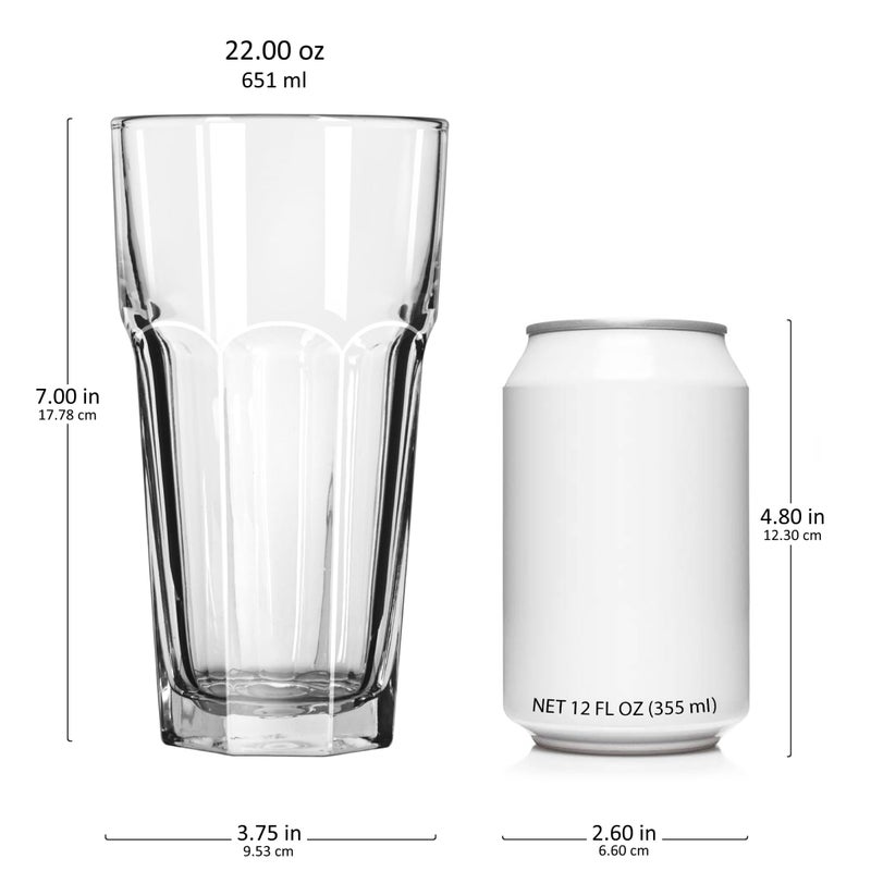 Libbey Gibraltar DuraTuff Drinking Glass Drinking Cup Set, Iconic Heavy Base Bar Glassware Thick Drinking Glasses Set of 12, 22-Ounce Iced Tea Glasses - Image 2