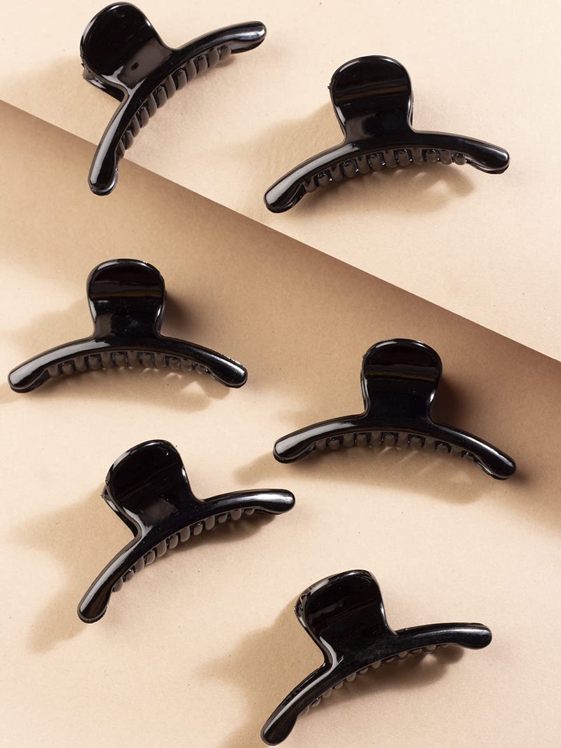 ACCESSHER Accessher Black Acrylic Material Medium Size Butterfly ClipsClaw ClipsHair Clutchers Clips with Tight Grip for Women and Girls Pack of 6 Black - Image 5