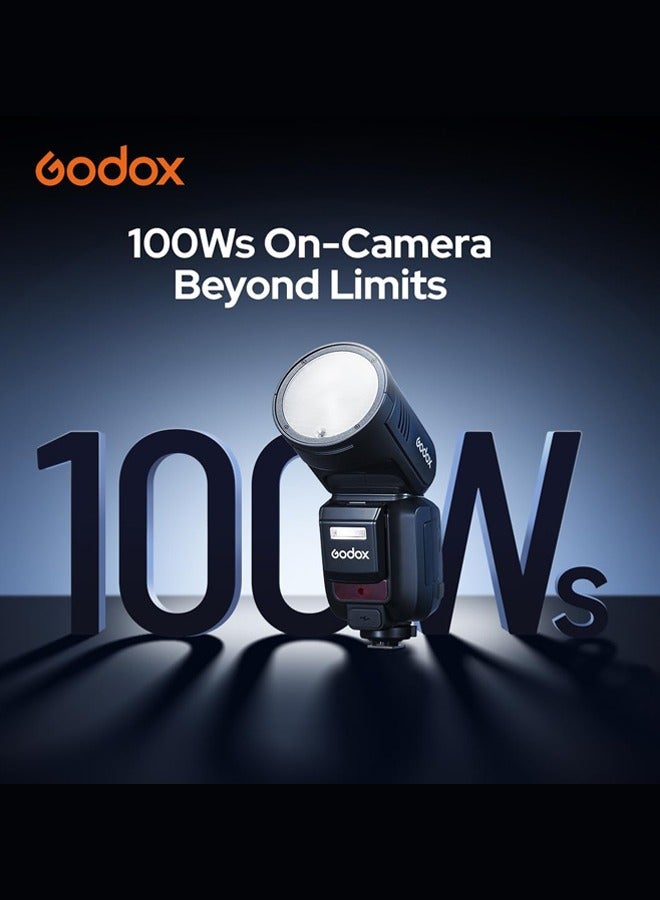 جودوكس فلاش GODOX V100 C GODOX فلاش GODOX GODOX V1 لكانون - فلاش كاميرا GODOX V1 للتحكم باللمس 100W TTL فلاش كاميرا GODOX V1 لكانون ترقية 70 فلاش كاميرا كاميرا متتابعة كاملة الطاقة لفلاش كاميرا كانون 5D Mark IV/كانو RP/كانو RP/كانو M50 - Image 2