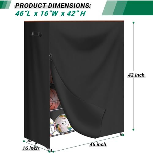 CATOTEL Basketball Rack CoverWaterproof 420D Oxford Protective Outdoor Indoor Sports Rolling Basketball Shooting Training Stand Dust Cover 46L x 16W x 42H Only Cover - Image 3