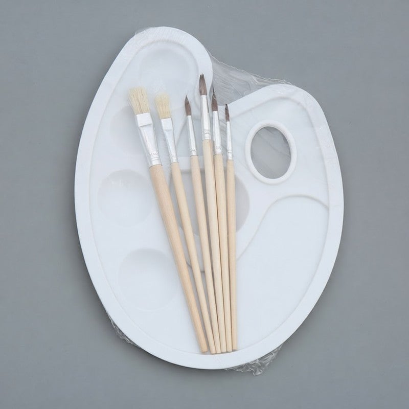 Artist Brushes 6pcs & Plastic Painting Palette: 10 Wells (6 Round 4 Irregular) - Reusable Durable Art Supplies for Acrylic Gouache Watercolor Oil Painting, Art Students Amateurs Artists - Image 5