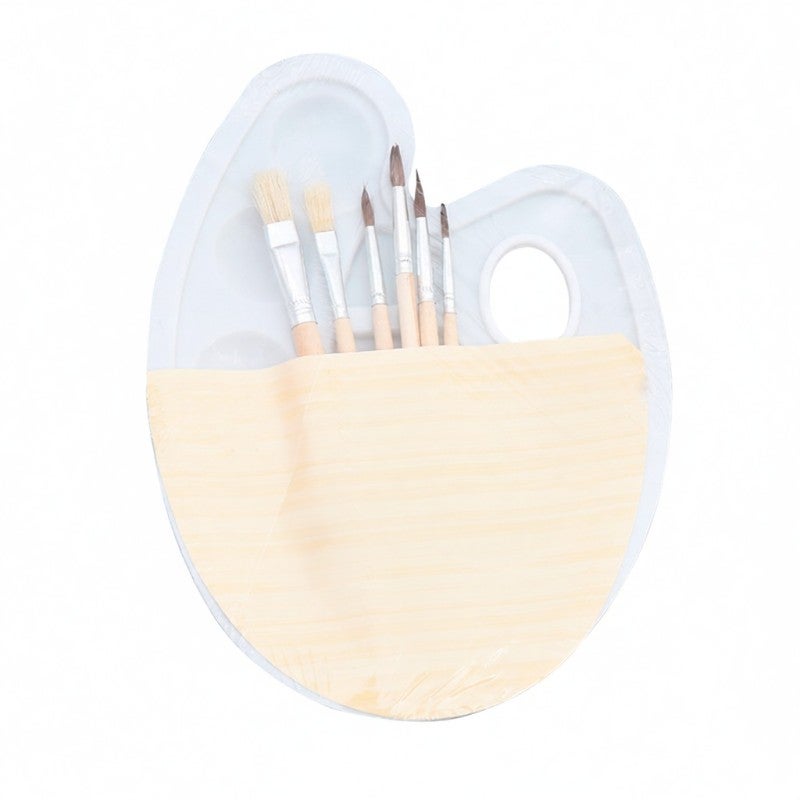 Artist Brushes 6pcs & Plastic Painting Palette: 10 Wells (6 Round 4 Irregular) - Reusable Durable Art Supplies for Acrylic Gouache Watercolor Oil Painting, Art Students Amateurs Artists - Image 1
