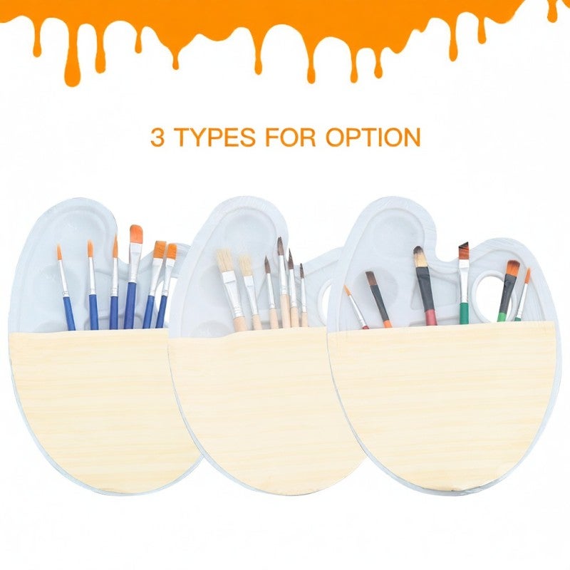 Artist Brushes 6pcs & Plastic Painting Palette: 10 Wells (6 Round 4 Irregular) - Reusable Durable Art Supplies for Acrylic Gouache Watercolor Oil Painting, Art Students Amateurs Artists - Image 4