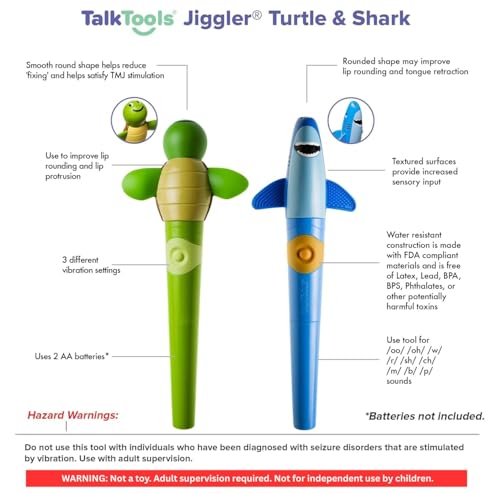 TalkTools Jiggler - Oral Facial Massager - Sensory Awareness Tool for Jaw and Lips | Improve Speech and Feeding Skills (Shark/Turtle - Set of 2) - NOT A Toy - Adult Supervision Required - Image 3