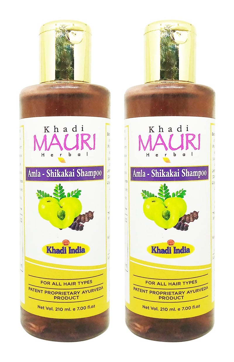 Khadi MAURI Amla Shikakai Shampoo - Pack of 2 (420 ml), brown (KMAMLSHKSATX2) - Image 2