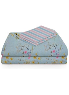 BSB HOME Premium Glace Cotton King Bed Sheets with 2 King Pillowcases by Kingston | Luxurious Soft Sheets Cotton (3 Piece Set, 275 X 275 CM Flat sheet, 50 X 75 CM Pillow Covers, Sky Blue and Pink)  - Image 3