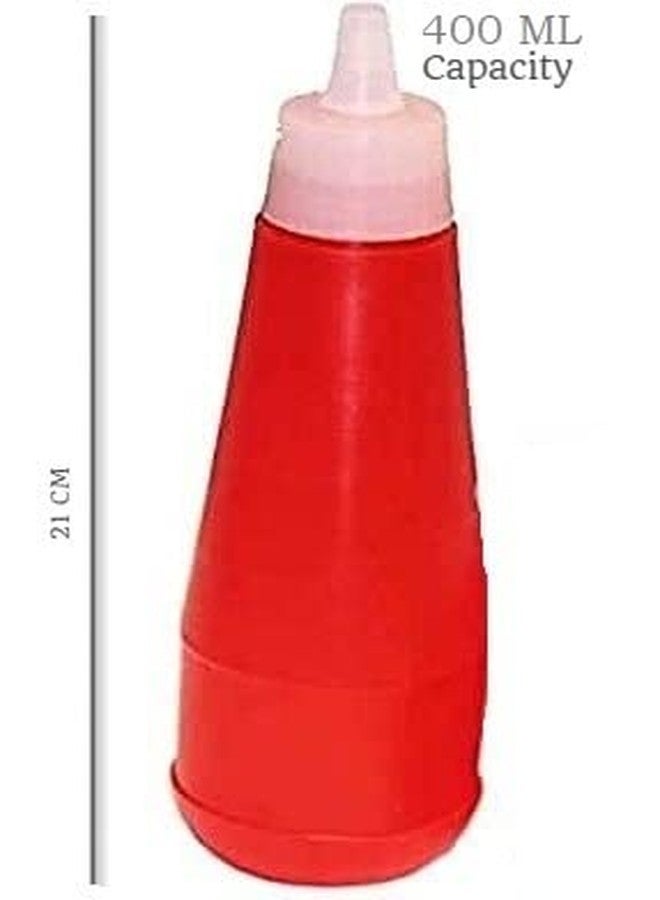 ImegaZ Plastic Food Grade Sauce Bottle Vinegar Oil Ketchup Cruet Bottles (400 ML, Red color, Pack of 3) - Image 2
