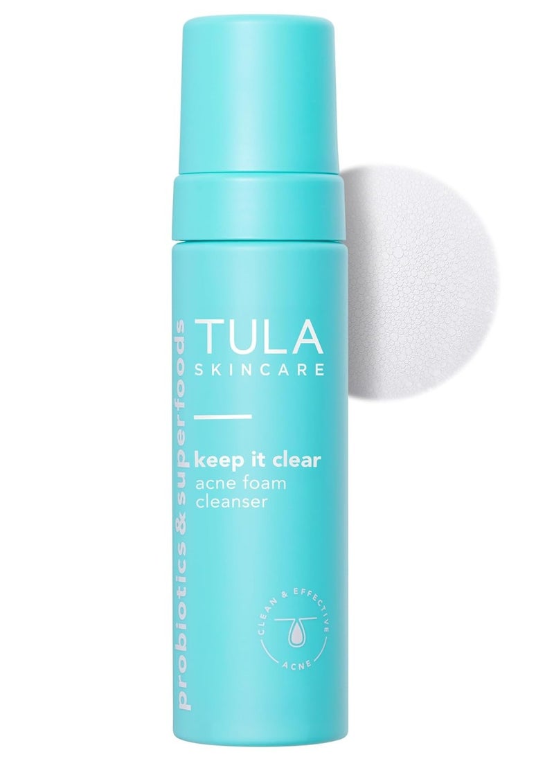 TULA TULA Skin Care Keep It Clear - Acne Foam Cleanser, Contains Salicylic & Azelaic Acid & Probiotics, Clears & Soothes Acne, Brightens Past Blemish Marks, 6.3 fl oz.  - Image 1