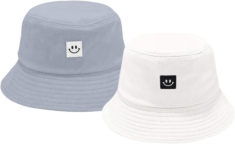 AJG Kids Sun Hat Smile Face Bucket Hat for Girls Boys Summer Sun Protection Cotton Unisex Beach Cap - Image 1
