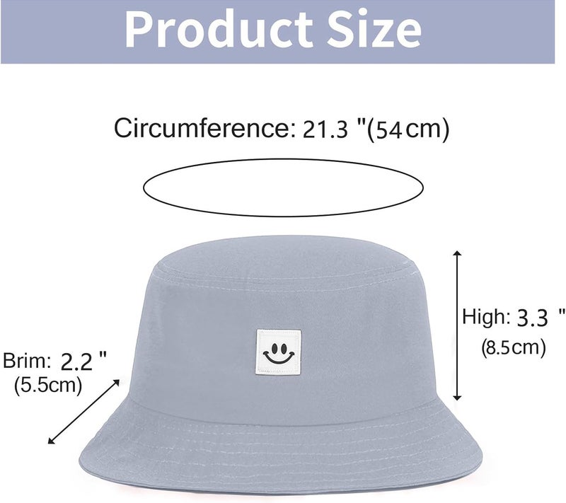 AJG Kids Sun Hat Smile Face Bucket Hat for Girls Boys Summer Sun Protection Cotton Unisex Beach Cap - Image 3